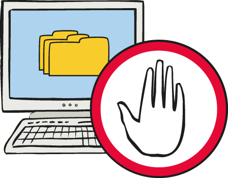 Man darf nicht an die Sachen in dem Computer.