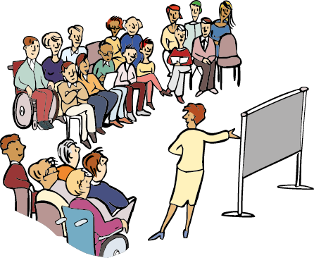 Kurs-2 Viele Menschen bekommen etwas erklärt.